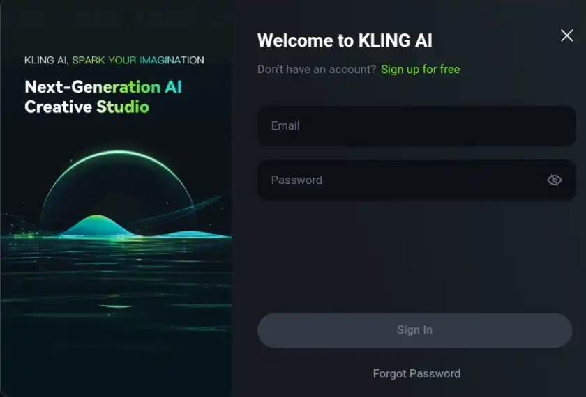 Kling AI create account